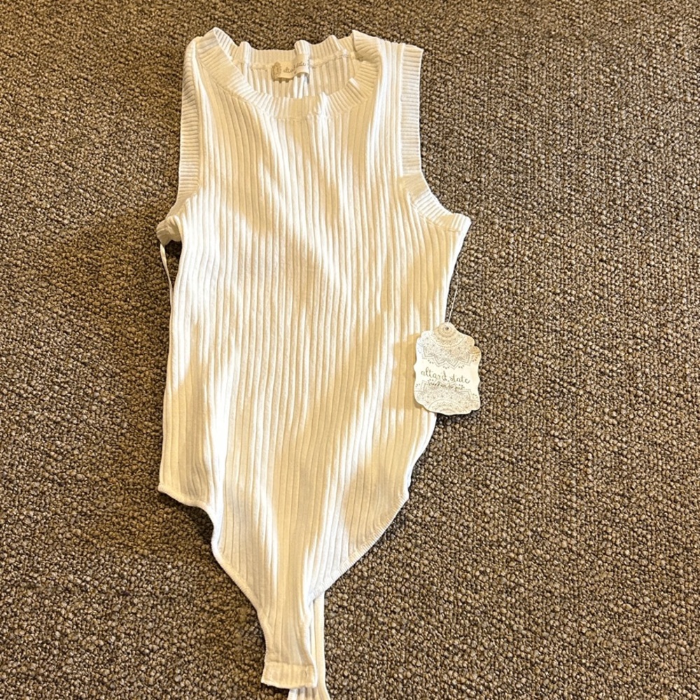 Altar'd State Ivory Ribbed Bodysuit